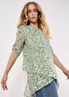 Mixed Animal Print Layered Blouse, Green, large