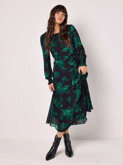 Silhouette Floral Chiffon Midaxi Dress