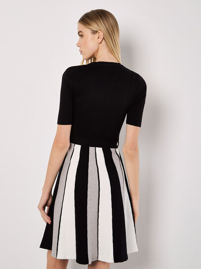 Monochrome Stripe Knitted Mini Dress