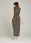 Black Stripe Crepe Maxi Dress, Black, large