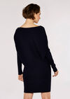 Ribbed Batwing Jumper Mini Dress, Navy, large