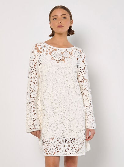 Floral Crochet Shift Mini Dress