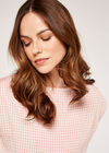 Gingham Shirred Crop Top, Pink, large