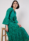 Broderie Tiered Midi Dress, Green, large