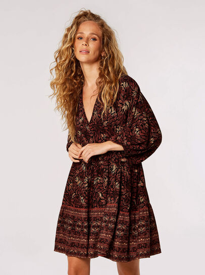 Block Print Leaf Mini Dress