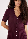 Ribbed Knit Fit And Flare Mini Dress, Burgundy, large
