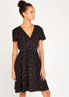 Black Vintage Ditsy Empire Dress, Black, large