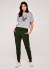 Drawstring Knitted Joggers, Green, large