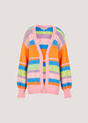 Colourful Stripe Fluffy Knit Cardigan, Pink, large