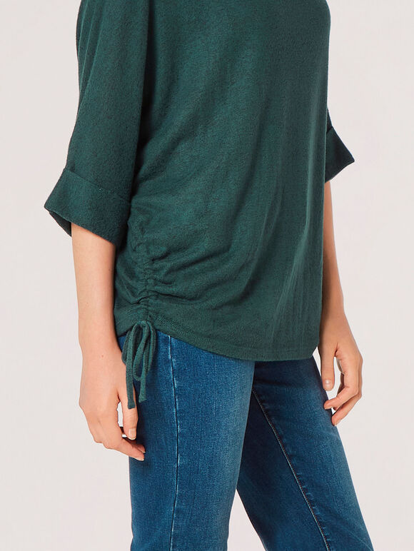 Soft Touch Drawstring Knit Top, Green, large