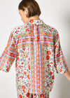 Floral Scarf Print Satin Shirt, Orange, large