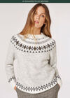 Fair Isle Gem Embellished Jumper, Grey, large
