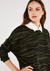 Abstract Zebra Oversize Top, Green, large