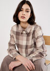 Check Print Cropped Shirt, Grey, large
