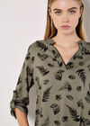 Botanical Leaf Lightweight Blouse, Khaki, large