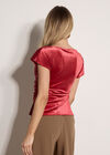 Asymmetric Ruched Velvet Top, Burgundy, large