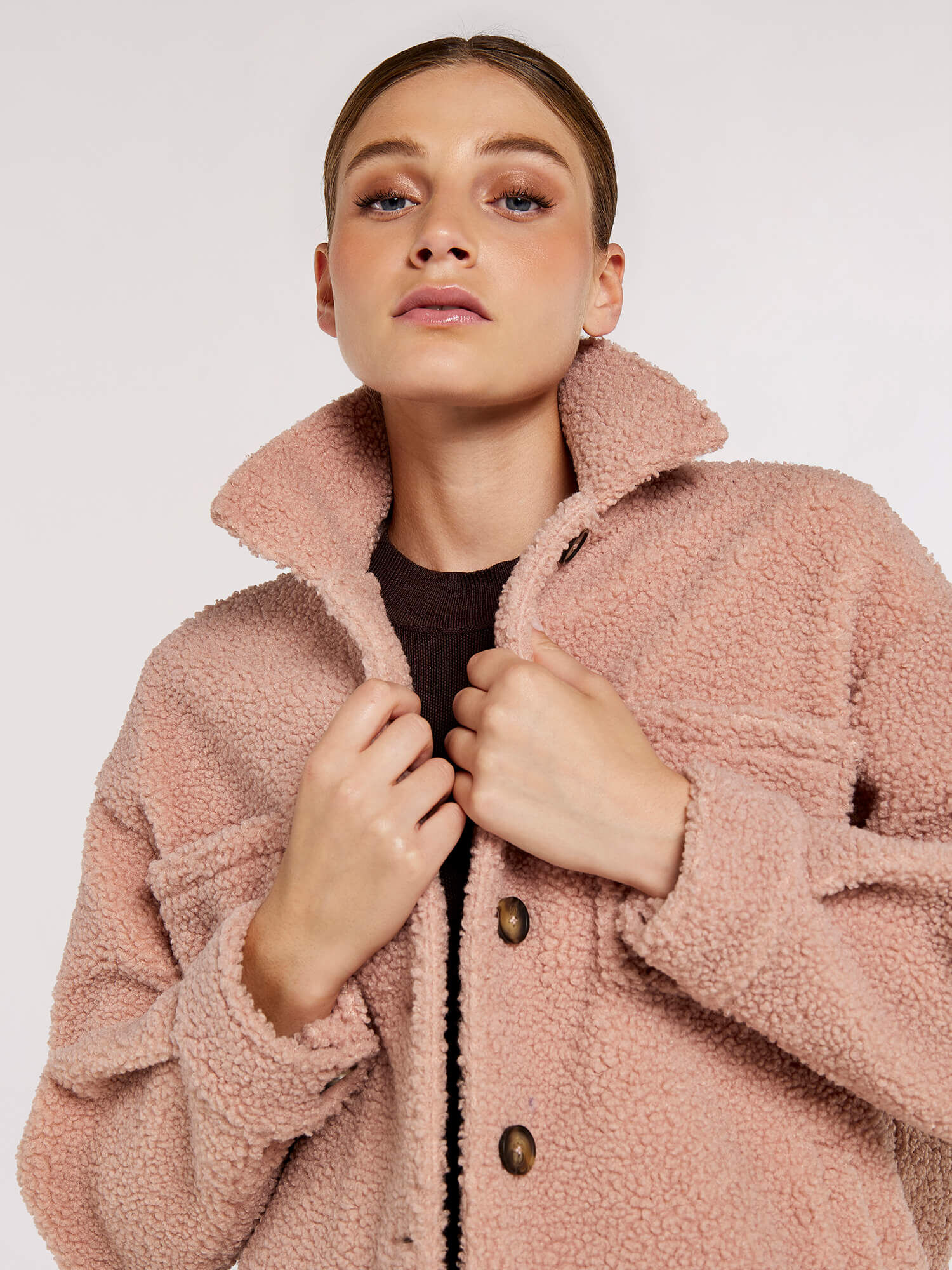 Pink teddy borg jacket online