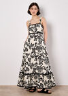 Monochrome Sarasa Floral Maxi Dress, Cream, large