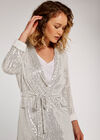 Sequin Belt Blazer, Light Grey / Silver, large
