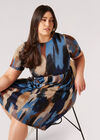 Curve Paint Stroke Print Knit Mini Dress, Navy, large