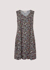 Vintage Ditsy Pocket Dress, Navy, large