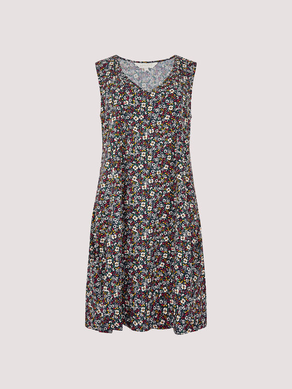 Vintage Ditsy Pocket Dress, Navy, large