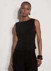 Fine Rib Tank Top, Black, large