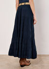 Tiered Maxi Skirt, Navy, large