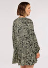 Animal Oversized Tier Dress, Khaki, large