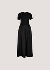 Ribbed Top Midi Dress, Black, large