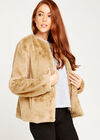 Faux Fur Two Pocket Coat, Stone, large