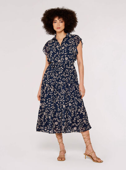 Ruffle Sleeve Midi Dress
