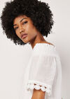 Crochet Lace Trim Bardot Top, Cream, large