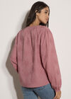Floral Embroidered Cotton Blouse, Pink, large