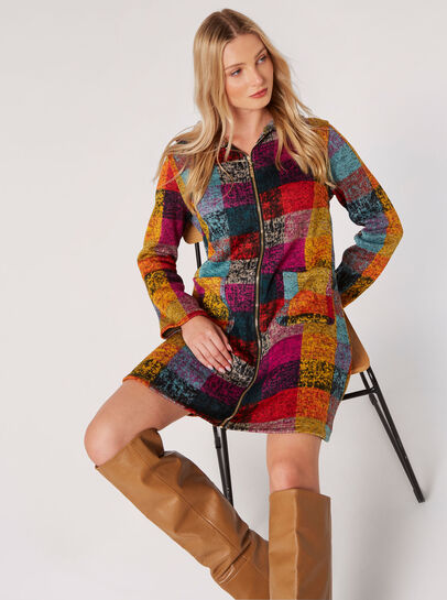 Colourful Squares Fleece Coatigan