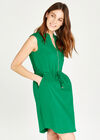 Utility Zip Down Jersey Dress, Green, large