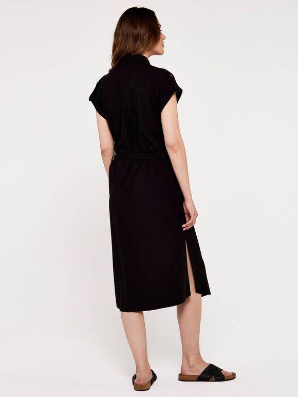 Casa Midi Shirt Dress, Black, large