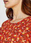 Floral Ruffle Sleeve Tiered Dress, Orange, large