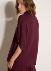 Roll Neck Ribbed Cape, Burgundy, large