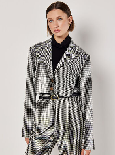Dogtooth Cropped Blazer