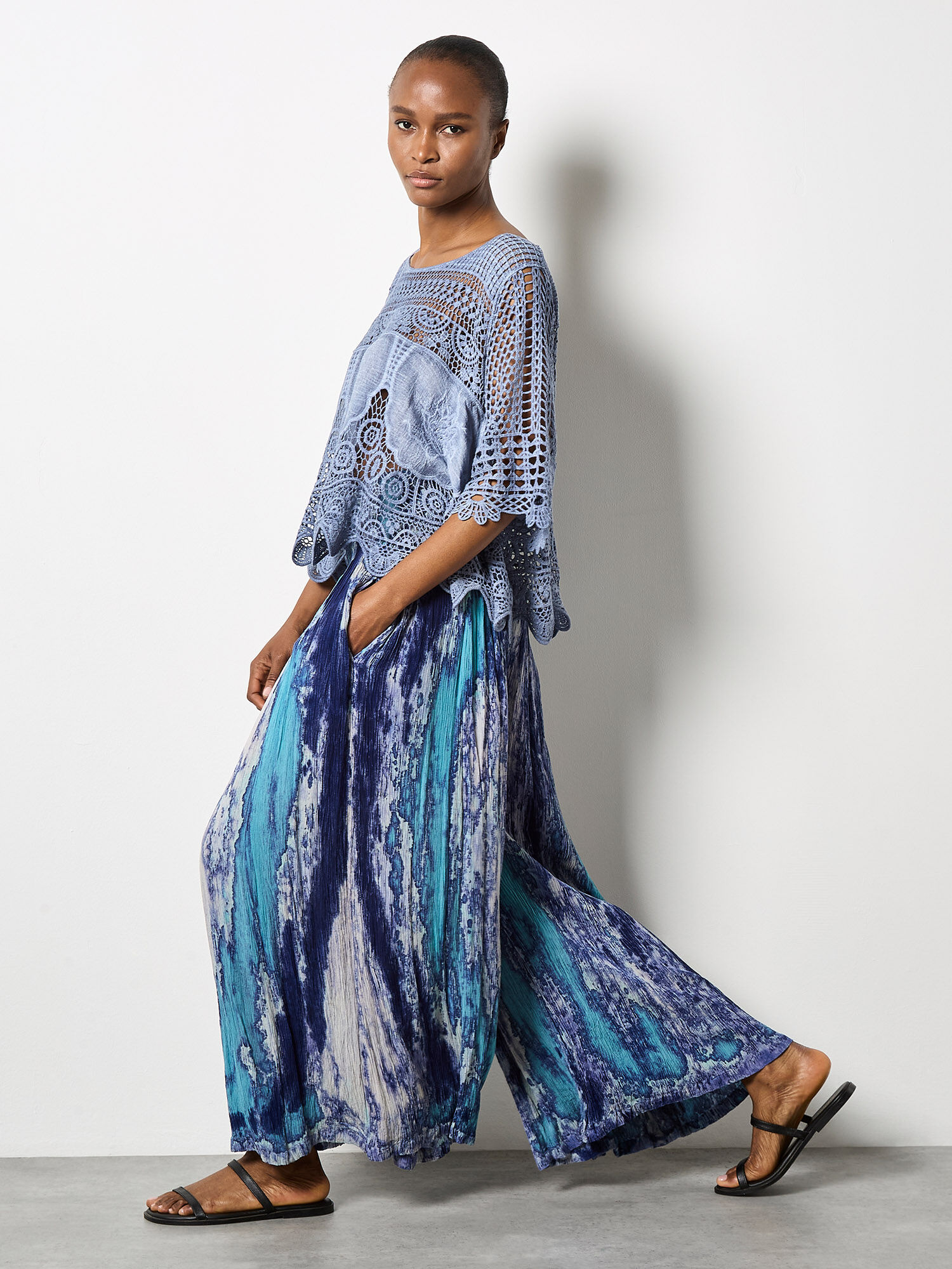 Tie Dye Crinkle Palazzo Trousers | Apricot Clothing
