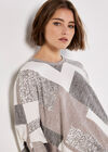 Batwing Geometric Jersey Top, Brown, large