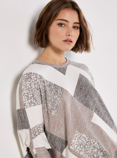 Batwing Geometric Jersey Top