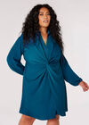 Curve Twist-Front Mini Dress, Teal, large