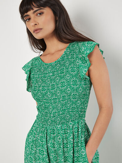 Mosaic Ruffle Sleeve Jumpsuit