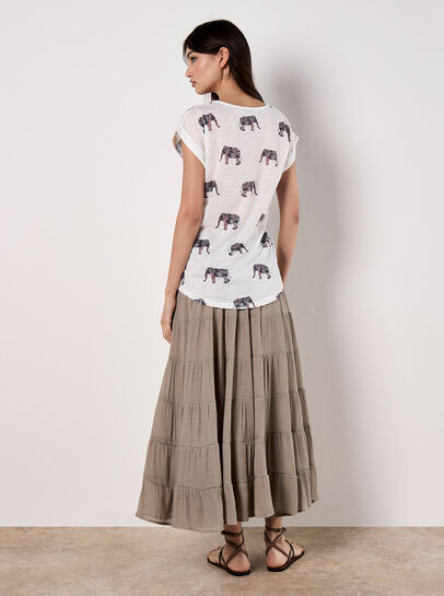Elephant Print Slub T-Shirt