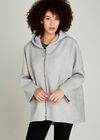 Boucle Borg Zip Through Cape, Grey, large