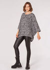 Leopard Oversized Waterfall Top, Grey, large