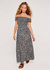 Floral Shirred Maxi Dress, Navy, large
