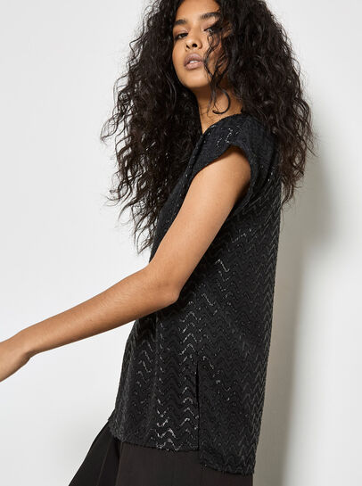 Shimmer Chevron Chiffon Top